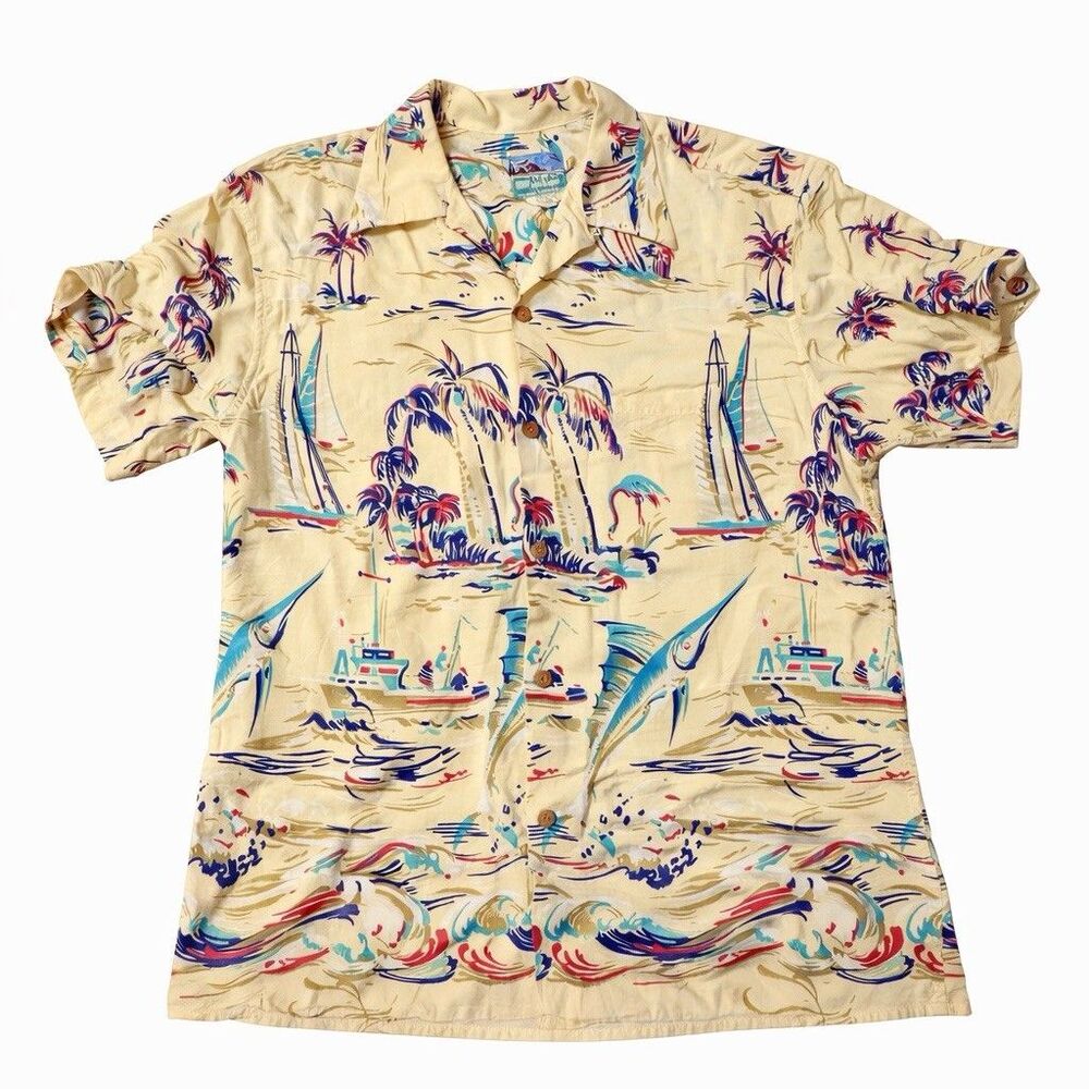 Vintage Reyn Spooner Hawaiian Traditions Shirt Mens L 100% Rayon Tropical Aloha - Picture 3 of 4